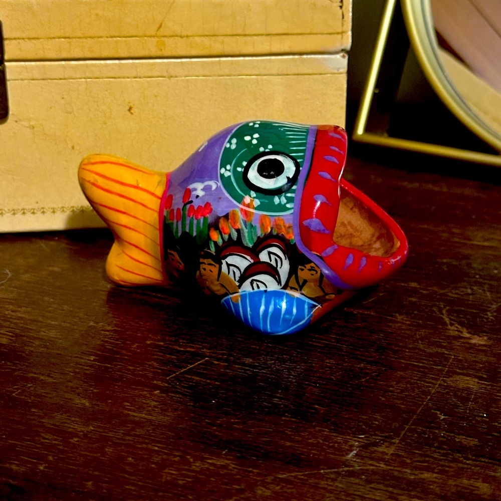 Vintage Mexican Folk Art Talavera Fish
